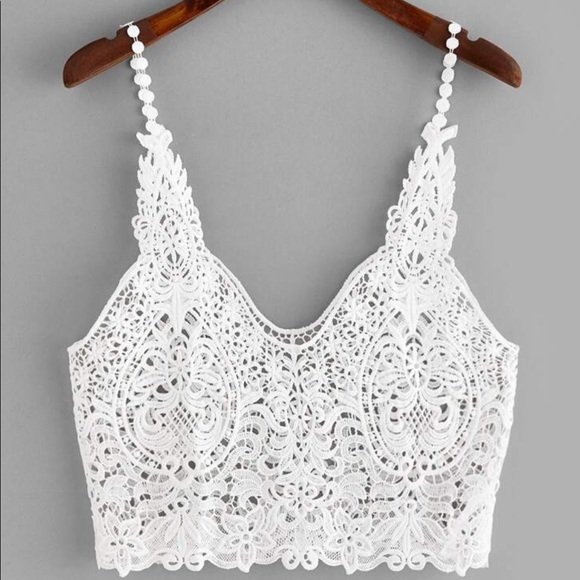 ⭐️Host Pick ⭐️Crochet Sheer Lace Crop Top